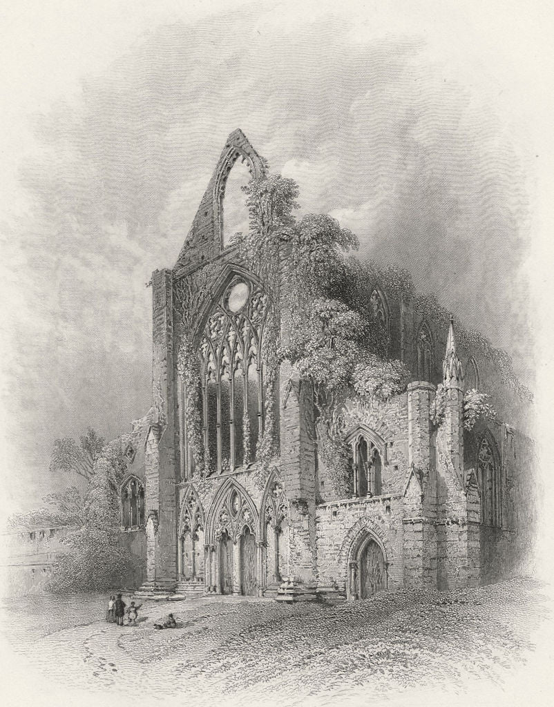 WALES. Tintern Abbey, West Front-Bartlett c1860 old antique print picture